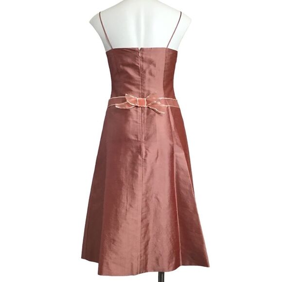 Vintage Midi Slip Dress Tailor Made Dusty Rose Pink Satiny Flare Midi Dress - Picture 4 of 15